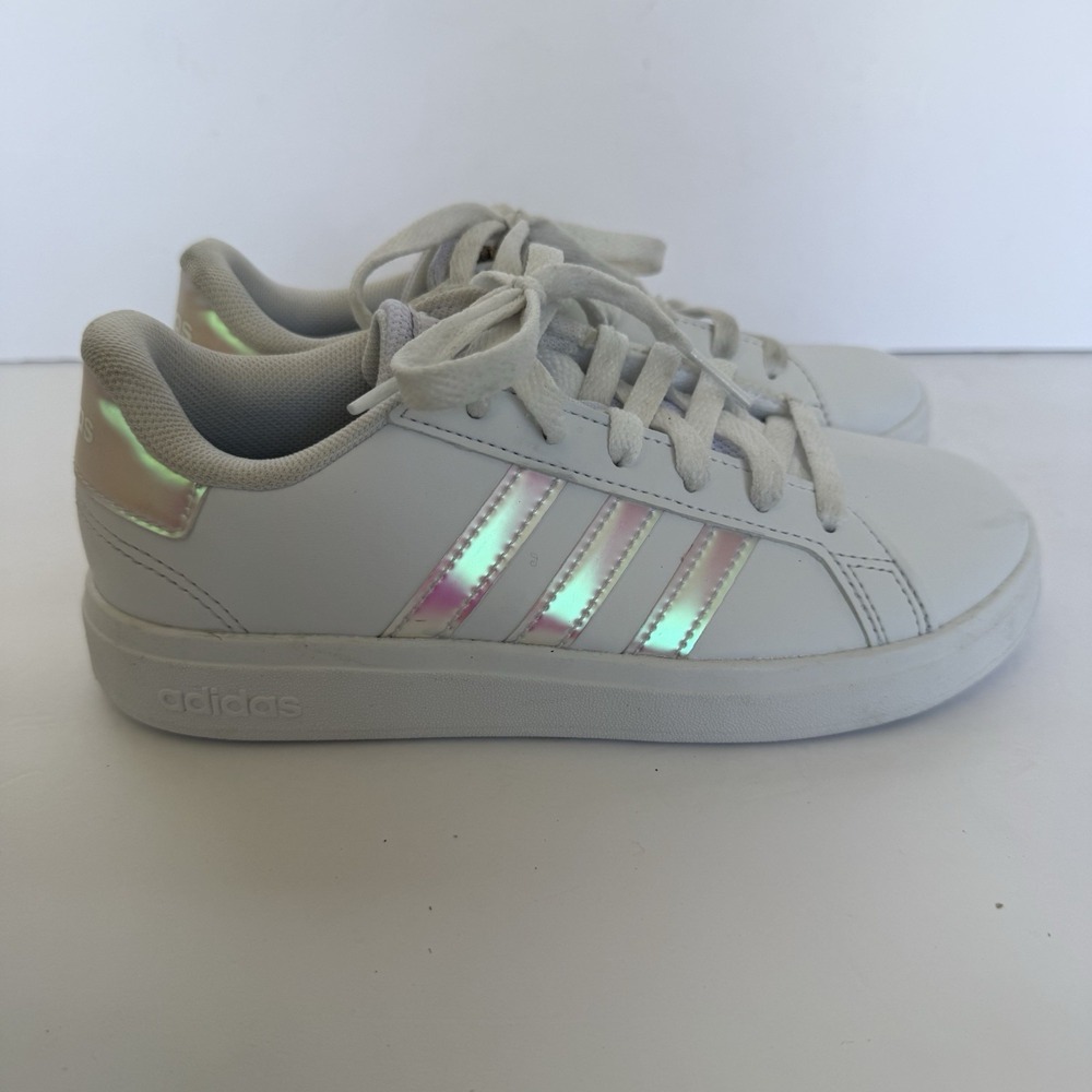 Adidas Grand Court 2.0 K Kids White Iridescent Sneakers Shoes US 2 GY2326
